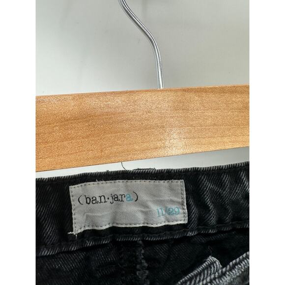 Banjara Black Wash Loose Fit Denim Jeans‎ Jewel Distressed Raw Hem Women 11/29 - Picture 6 of 7